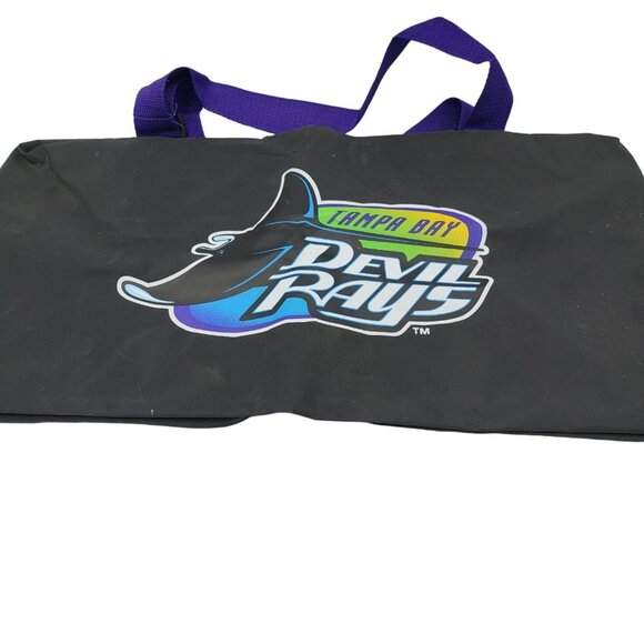 Vintage 90s MLB Tampa Bay Devil Rays Tote Gym Duffel Bag Black Purple - Picture 1 of 6